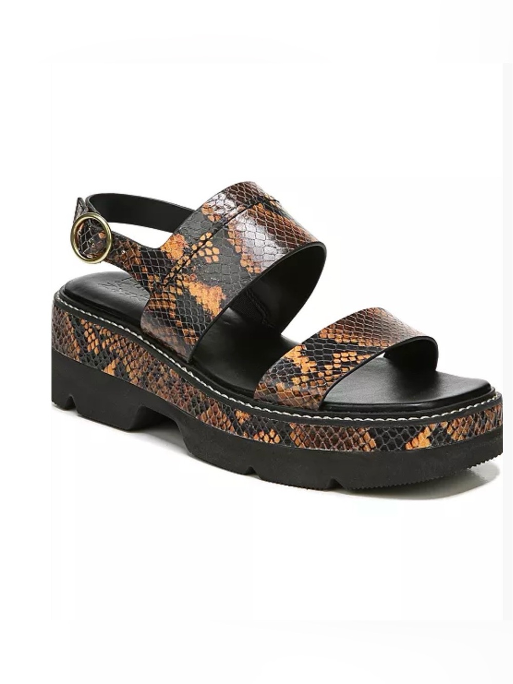 Naturalizer Holden Snakeskin Leather Platform Lug Sole Sandals Brown Orange 8.5M